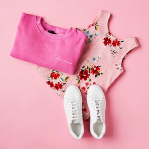 Flat Lay Shot Of Female Holiday Clothing And Accessories